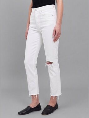 AGOLDE Riley High Rise Straight Crop Jeans Comfort Stretch White W26